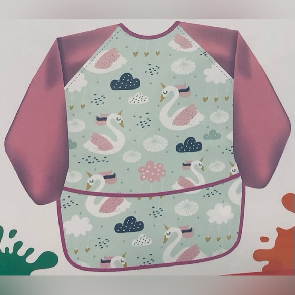 Kids Craft smock geeses graphics adjustable tie band pink. Size 43” X 22” - Picture 3 of 3